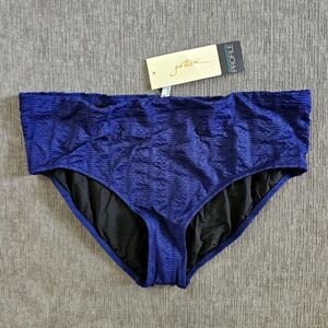 Gottex textured tutti frutti Navy Tab Side textured Hipster Bikini Bottom sz 14